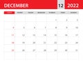 December 2022 template, Calendar 2022 template vector, planner monthly design, Desk calendar 2022, Wall calendar, calendar design