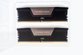 December 2023, Tallinn, Estonia. Corsair. High-performance black and silver Vengeance DDR5 memory modules on a clean