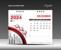 December 2024 template. Desk Calendar 2024 template with circle frame can be use photo, Wall Calendar design, planner, Corporate