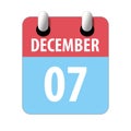 december 7th. Day 7 of month,Simple calendar icon on white background. Planning. Time management. Set of calendar icons for web