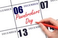 December 6th. Hand writing text Pawnbrokers Day on calendar date. Save the date. Royalty Free Stock Photo
