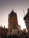 December 28th, 2017, London, England - renovation work being done to the Big Ben clock