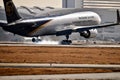 UPS Boeing 767 coming in for a landing Royalty Free Stock Photo