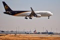 UPS Boeing 767 coming in for a landing Royalty Free Stock Photo