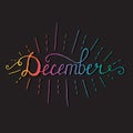 December. Typographic Design. Black Hand Lettering Royalty Free Stock Photo