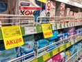 December 4, 2021, Ukraine, Kharkiv, supermarket. Kotex feminine hygiene pads: Kotex on shelf in supermarket. Kotex is a