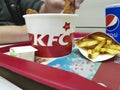 December 3, 2017 ,Ukraine Kiev restaurant KFC fried chicken eat