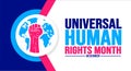 December is Universal Human Rights Month background template. Holiday concept.