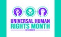 December is Universal Human Rights Month background template. Holiday concept.