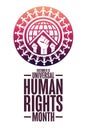 December is Universal Human Rights Month. Holiday concept. Template for background, banner, card, poster with text