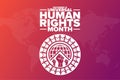 December is Universal Human Rights Month. Holiday concept. Template for background, banner, card, poster with text