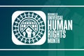December is Universal Human Rights Month. Holiday concept. Template for background, banner, card, poster with text