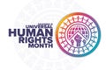 December is Universal Human Rights Month. Holiday concept. Template for background, banner, card, poster with text