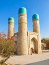 Uzbekistan, Bukhara. Central Asia. Khalifa Niyazkul Madrasah also known as Chor - Minor from Persian - Four Minarets Old asian