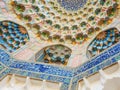 Ceiling of mosque with traditional floral uzbek ornament Interior in arabian style