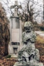 Child Grave Sculpture in Old European Cemetery