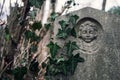 Angel Face Carved on Old Gravestone Royalty Free Stock Photo