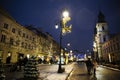 Warsaw, Poland. Nowy Swiat street. Festive Christmas illumination