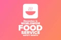 December is Worldwide Food Service Safety Month. Holiday concept. Template for background, banner, card, poster with