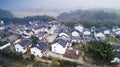 Aerial Photography of Beautiful Rural Landscape in Southern Anhui Mountains in Early Winter Royalty Free Stock Photo