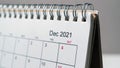 December 2021 year on desk calendar close up Royalty Free Stock Photo