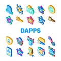 decentralized applications dapps icons set vector
