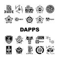 decentralized applications dapps icons set vector