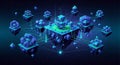 Decentralized Blockchain Network Concept with Floating Geometric Islands Royalty Free Stock Photo