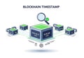 Decentralized blockchain timestamping system illustrating secure data verification and digital ledger technology Royalty Free Stock Photo
