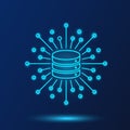 Decentralized Database Network Structure with Glowing Nodes, Symbolizing Interconnected Data Royalty Free Stock Photo