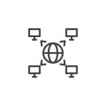 Decentralized database outline icon