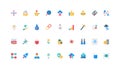 Decentralized digital technology, blockchain and cryptocurrency, mining color icon set