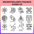 Decentralized finance DeFi icon set