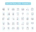 Decentralized finance linear icons set. DeFi, Decentralized, Blockchain, Crypto, Smart contracts, Tokenization