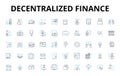 Decentralized finance linear icons set. DeFi, Decentralized, Blockchain, Crypto, Smart contracts, Tokenization