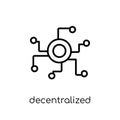 Decentralized icon. Trendy modern flat linear vector Decentralized icon on white background from thin line Cryptocurrency economy Royalty Free Stock Photo