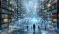 A decentralized library, Ai generated image Royalty Free Stock Photo