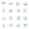 Decentralized location linear icons set. Autonomous, Dispersion, Non-centralized, Distributed, Dispersed, Decentralized