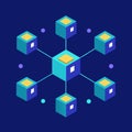 Decentralized Network of Cubes Illustrating Blockchain Technology Royalty Free Stock Photo