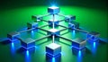 Decentralized Network of Glowing Data Cubes Royalty Free Stock Photo