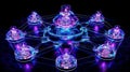 Decentralized Network Of Glowing Nodes Connecting In A Web, Blockchain Structure Royalty Free Stock Photo