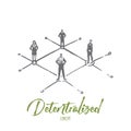 Decentralized, people, connected, element, structure concept. Hand drawn isolated vector.