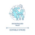 Decentralized trust turquoise concept icon