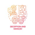 Deception and mimicry red gradient concept icon