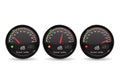 Decibel gauge. Volume unit. Black gauge with chrome frame