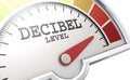 Decibel level measuring scale with color indicator Royalty Free Stock Photo