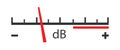 Decibel meter scale icon. Gauge sound symbol. Sign volume amplifier, db vector