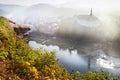 Decin castle from Pastoral Cliff, town Decin, North Bohemia region, Czech Republic