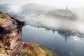 Decin castle from Pastoral Cliff, town Decin, North Bohemia region, Czech Republic