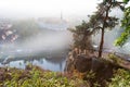 Decin castle from Pastoral Cliff, town Decin, North Bohemia region, Czech Republic